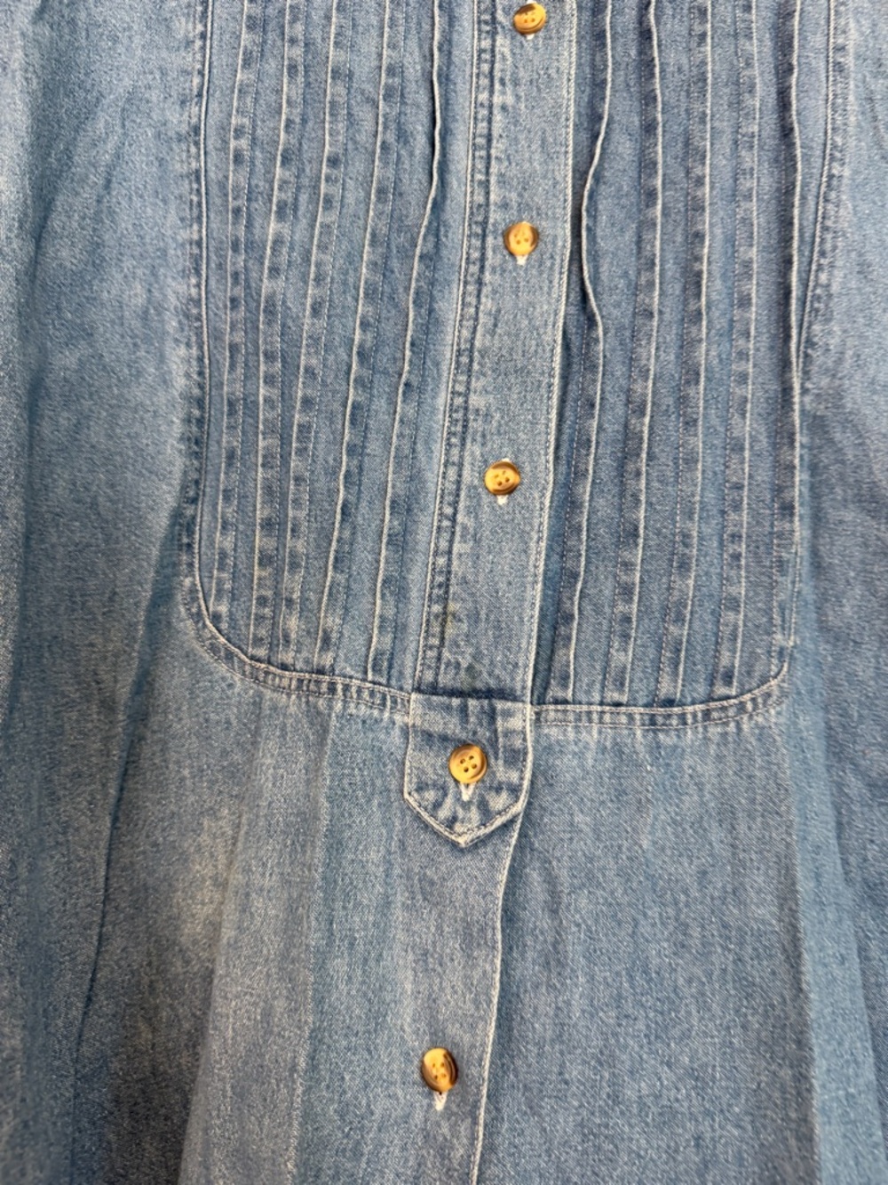 Vintage J. Jill Blue Denim Collarless Shirt - Picture 4 of 10